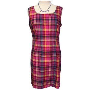 Vintage short hot pink plaid dress